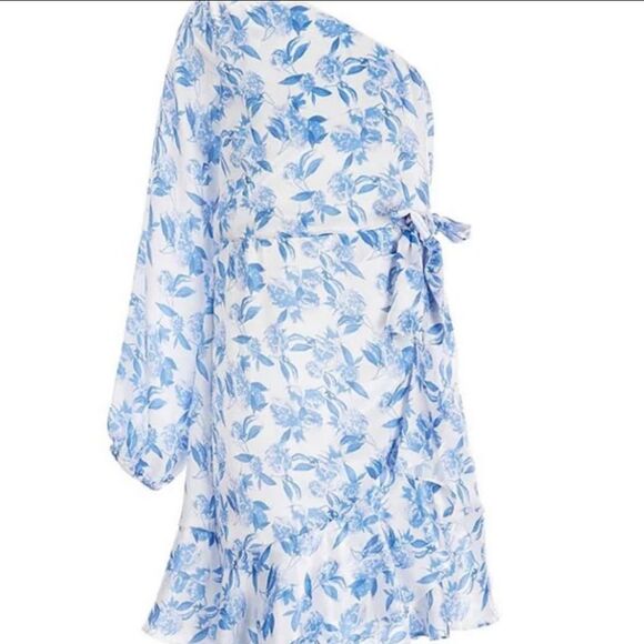 GB Girls Big Girls One Shoulder Long Sleeve Tie-Waist Ruffled Floral Dre…